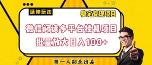 微信阅读多平台挂机项目批量放大日入100+【揭秘】-21资源库