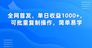 全网首发，单日收益1000+，可批量复制操作，简单易学【揭秘】-21资源库