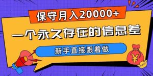 一个永久存在的信息差,保守月入20000+,新手直接跟着做【揭秘】-21资源库