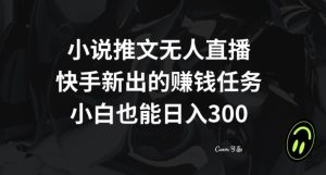小说推文无人直播，快手新出的赚钱任务，小白也能日入300+【揭秘】-21资源库