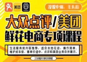大众点评/美团鲜花电商专项课程，操作简单、维护成本低、客单价适中，点评和美团业务合并展示-21资源库
