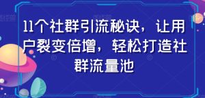 11个社群引流秘诀,让用户裂变倍增,轻松打造社群流量池-21资源库