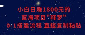 小白能日赚1800元的蓝海项目”释梦”0-1搭建流程可直接复制粘贴长期做【揭秘】-21资源库