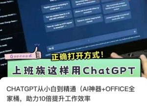CHATGPT从小白到精通，AI神器+OFFICE全家桶，助力10倍提升工作效率-21资源库