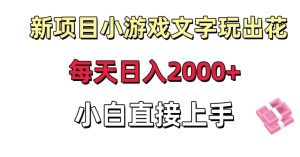 新项目小游戏文字玩出花日入2000+,每天只需一小时,小白直接上手【揭秘】-21资源库