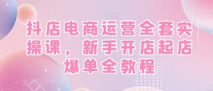 抖店电商运营全套实操课,新手开店起店爆单全教程-21资源库