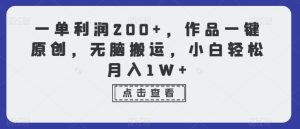 一单利润200+,作品一键原创,无脑搬运,小白轻松月入1W+【揭秘】-21资源库