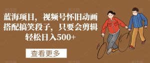 蓝海项目,视频号怀旧动画搭配搞笑段子,只要会剪辑轻松日入500+【揭秘】-21资源库