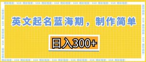 英文起名蓝海期,制作简单,日入300+【揭秘】-21资源库