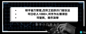 快手磁力聚星改良新玩法，可日收入1000+，矩阵操作简单，收益可观【揭秘】-21资源库