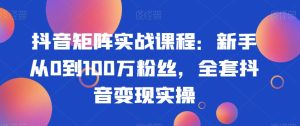 抖音矩阵实战课程：新手从0到100万粉丝，全套抖音变现实操-21资源库