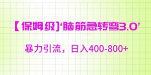保姆级脑筋急转弯3.0,暴力引流,日入400-800+【揭秘】-21资源库