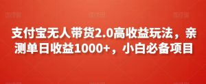 支付宝无人带货2.0高收益玩法,亲测单日收益1000+,小白必备项目【揭秘】-21资源库