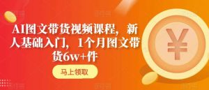AI图文带货视频课程，新人基础入门，1个月图文带货6w+件-21资源库