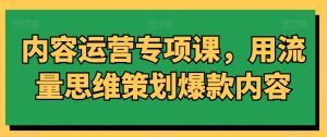 内容运营专项课，用流量思维策划爆款内容-21资源库