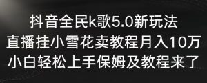 抖音全民k歌5.0新玩法,直播挂小雪花卖教程月入10万,小白轻松上手,保姆及教程来了【揭秘】-21资源库