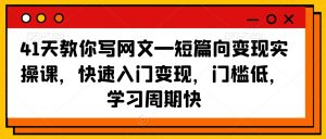 41天教你写网文—短篇向变现实操课,快速入门变现,门槛低,学习周期快-21资源库