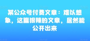 某公众号付费文章：难以想象，这篇狠辣的文章，居然能公开出来-21资源库