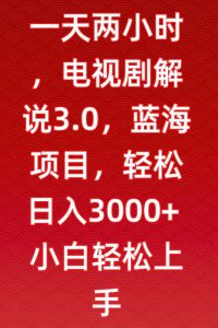 一天两小时,电视剧解说3.0,蓝海项目,轻松日入3000+小白轻松上手【揭秘】-21资源库
