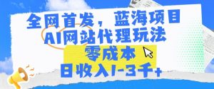 全网首发，蓝海项目，AI网站代理玩法，零成本日收入1-3千+【揭秘】-21资源库