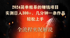 2024简单粗暴的赚钱项目,实测日入300+,几分钟一条作品,轻松上手【揭秘】-21资源库