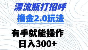 漂流瓶打招呼撸金2.0玩法,有手就能做,日入300+【揭秘】-21资源库