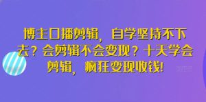 博主口播剪辑,自学坚持不下去?会剪辑不会变现?十天学会剪辑,疯狂变现收钱!-21资源库