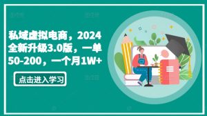 私域虚拟电商，2024全新升级3.0版，一单50-200，一个月1W+【揭秘】-21资源库