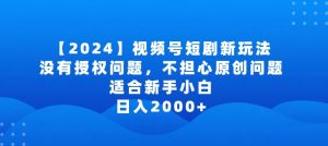 2024视频号短剧玩法,没有授权问题,不担心原创问题,适合新手小白,日入2000+【揭秘】-21资源库