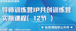 导师训练营3.0IP共创训练营私密实操课程(12节)-卖项目的密码成功秘诀【揭秘】-21资源库