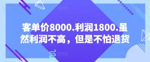 客单价8000.利润1800.虽然利润不高,但是不怕退货【付费文章】-21资源库