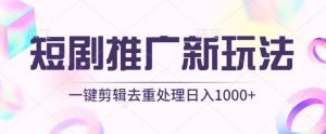 短剧推广新玩法,不剪辑,工具助力一键过原创,日入1000+【揭秘】-21资源库