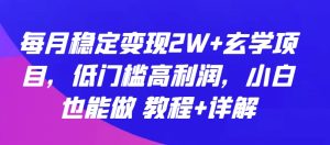 每月稳定变现2W+玄学项目，低门槛高利润，小白也能做 教程+详解【揭秘】-21资源库