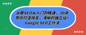 谷歌SEO从入门到精通，30讲带你打造排名，清晰的独立站+Google SEO工作流-21资源库