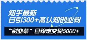 知乎最新日引300+高认知创业粉,“割韭菜”日稳定变现5000+【揭秘】-21资源库