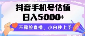 抖音手机号估值，日入5000+，不露脸直播，小白秒上手【揭秘】-21资源库