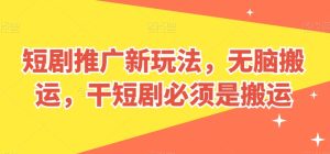 短剧推广新玩法，无脑搬运，干短剧必须是搬运【揭秘】-21资源库