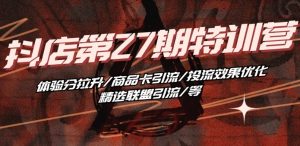 抖音小店·第27期特训营 体验分拉升/商品卡引流/投流效果优化/精选联盟引流/等-21资源库