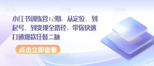 小红书训练营12期，从定位、到起号、到变现全路径，带你快速打通爆款任督二脉-21资源库