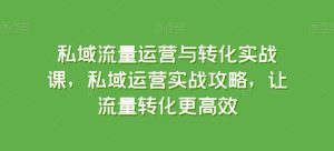 私域流量运营与转化实战课,私域运营实战攻略,让流量转化更高效-21资源库