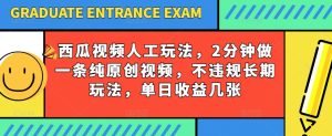 西瓜视频写字玩法，2分钟做一条纯原创视频，不违规长期玩法，单日收益几张-21资源库