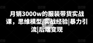 月销3000w的服装带货实战课,思维模型|实战经验|暴力引流|后端变现-21资源库
