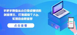 手把手教你从小白变成赚钱的创业博主，打造超级个人ip，实现自由职业梦-21资源库