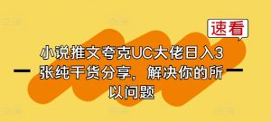 小说推文夸克UC大佬日入3张纯干货分享,解决你的所以问题-21资源库