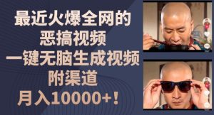 最近火爆全网的恶搞视频,一键无脑生成视频,附渠道,月入1w【揭秘】-21资源库