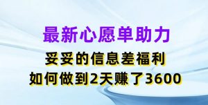 最新心愿单助力,妥妥的信息差福利,两天赚了3.6K【揭秘】-21资源库