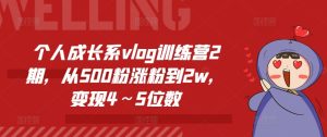 个人成长系vlog训练营2期,从500粉涨粉到2w,变现4~5位数-21资源库