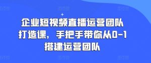 企业短视频直播运营团队打造课，手把手带你从0-1搭建运营团队-21资源库