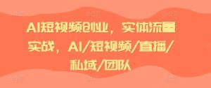 AI短视频创业，实体流量实战，AI/短视频/直播/私域/团队-21资源库