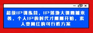 超级IP训练营，IP落地大课震撼来袭，个人IP的时代才刚刚开始，素人变网红的可行性方案-21资源库